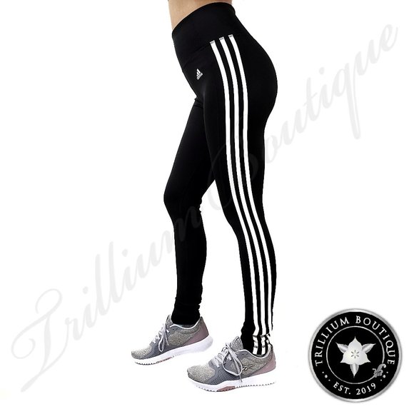 Adidas Climalite Women's 3 Stripe Tights Mid Rise - Picture 4 of 7